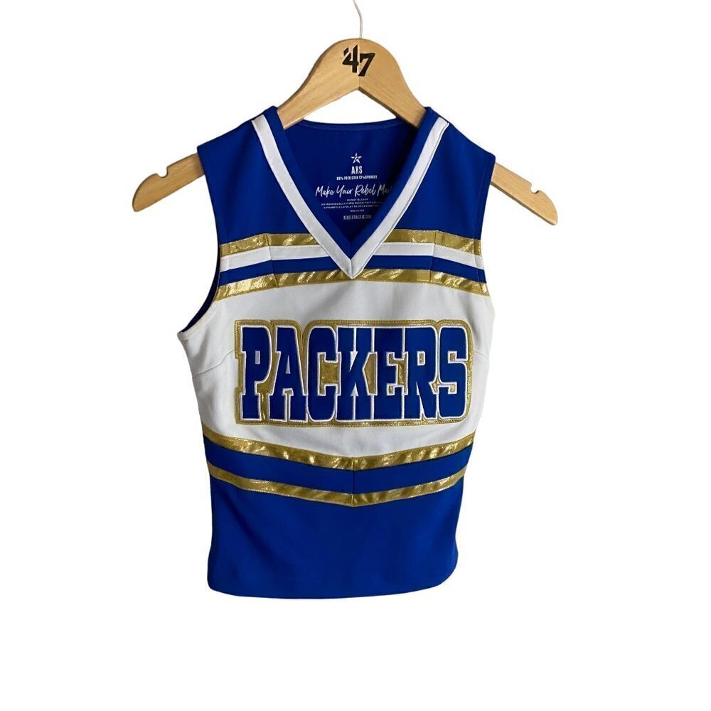 Rebel Athletic Women's Blue Embroidered Rebel Cheerleading Top - AXS